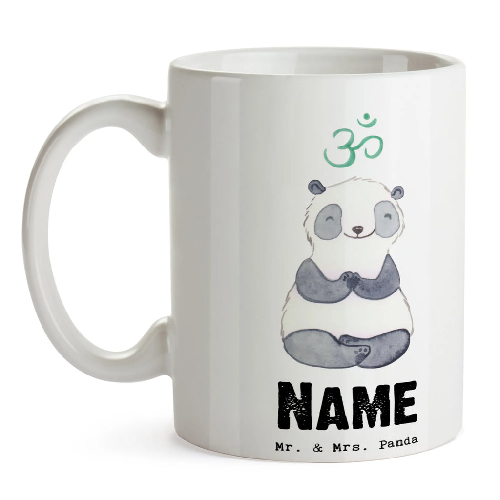 Personalisierte Tasse Panda Meditieren Tasse mit Namen, Personalisierte Tasse, Personalisiert, Namenstasse, Wunschname, Tasse, Drucken, Namen, Geschenk, Schenken, Sport, Sportart, Hobby, Danke, Dankeschön, Auszeichnung, Gewinn, Sportler, Meditieren, Meditation, Meditationskurs