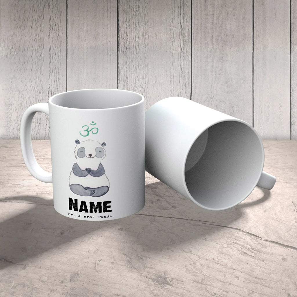 Personalisierte Tasse Panda Meditieren Tasse mit Namen, Personalisierte Tasse, Personalisiert, Namenstasse, Wunschname, Tasse, Drucken, Namen, Geschenk, Schenken, Sport, Sportart, Hobby, Danke, Dankeschön, Auszeichnung, Gewinn, Sportler, Meditieren, Meditation, Meditationskurs