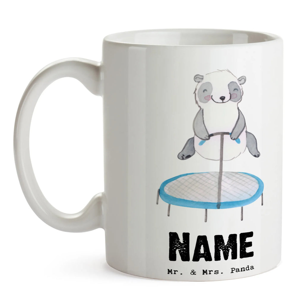 Personalised cup panda trampoline jumping Gift, sport, hobby, giving, thank you, award, profit, athlete, trampoline jumping, gym, trampoline gymnastics