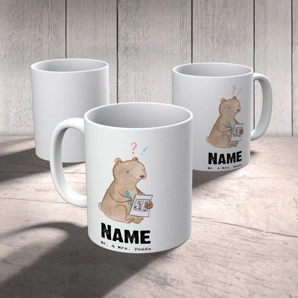 Personalisierte Tasse Bär Rätsel lösen Namen, Wunschname, Tasse, Personalisierte Tasse, Personalisiert, Tasse mit Namen, Namenstasse, Drucken, Geschenk, Sport, Sportart, Hobby, Schenken, Danke, Dankeschön, Auszeichnung, Gewinn, Sportler, Knobeln, Kreuzworträtsel lösen, Gedächtnissport, Rätsel lösen, Gedächtnistraining