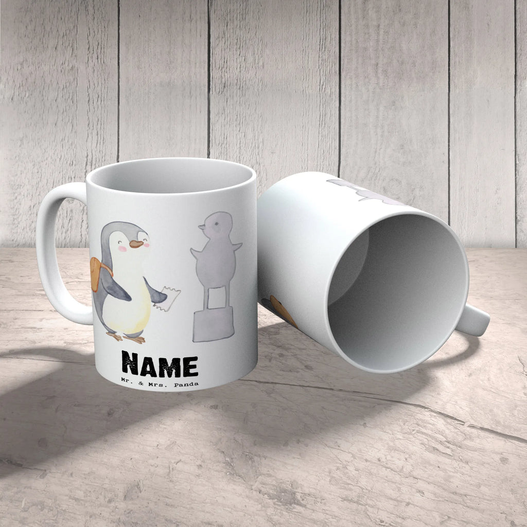 Personalised cup penguin to visit a museum Gift, sport, hobby, giving, thank you, award, profit, athlete, museums, Visit museum