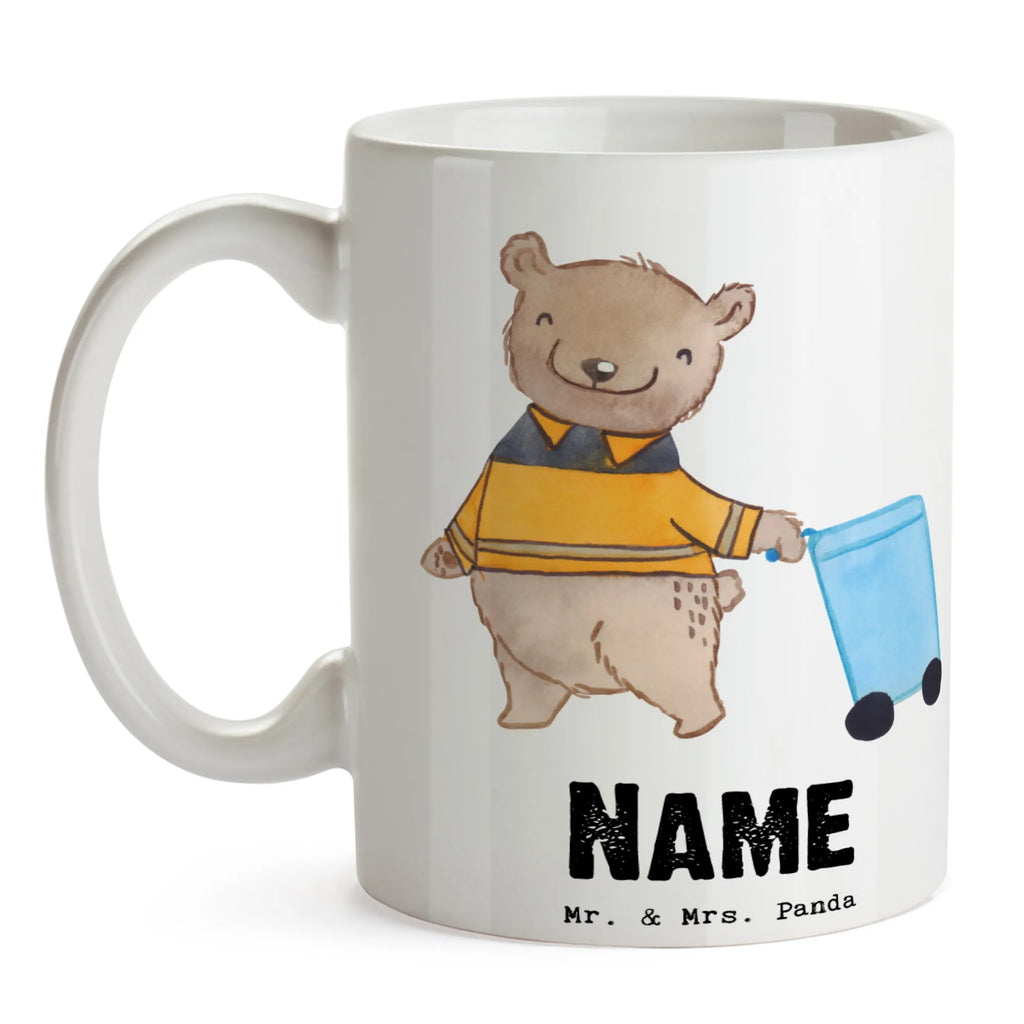 Personalisierte Tasse Müllwerker mit Herz Wunschname, Personalisiert, Tasse mit Namen, Drucken, Namenstasse, Tasse, Namen, Personalisierte Tasse, Geschenk, Schenken, Jubiläum, Danke, Dankeschön, Beruf, Ausbildung, Abschied, Rente, Kollege, Kollegin, Arbeitskollege, Mitarbeiter, Firma, Müllwerker, Müllmann, Müllentsorger, Müllfahrer, Kehrichtmann, Fachkraft Kreislauf- und Abfallwirtschaft