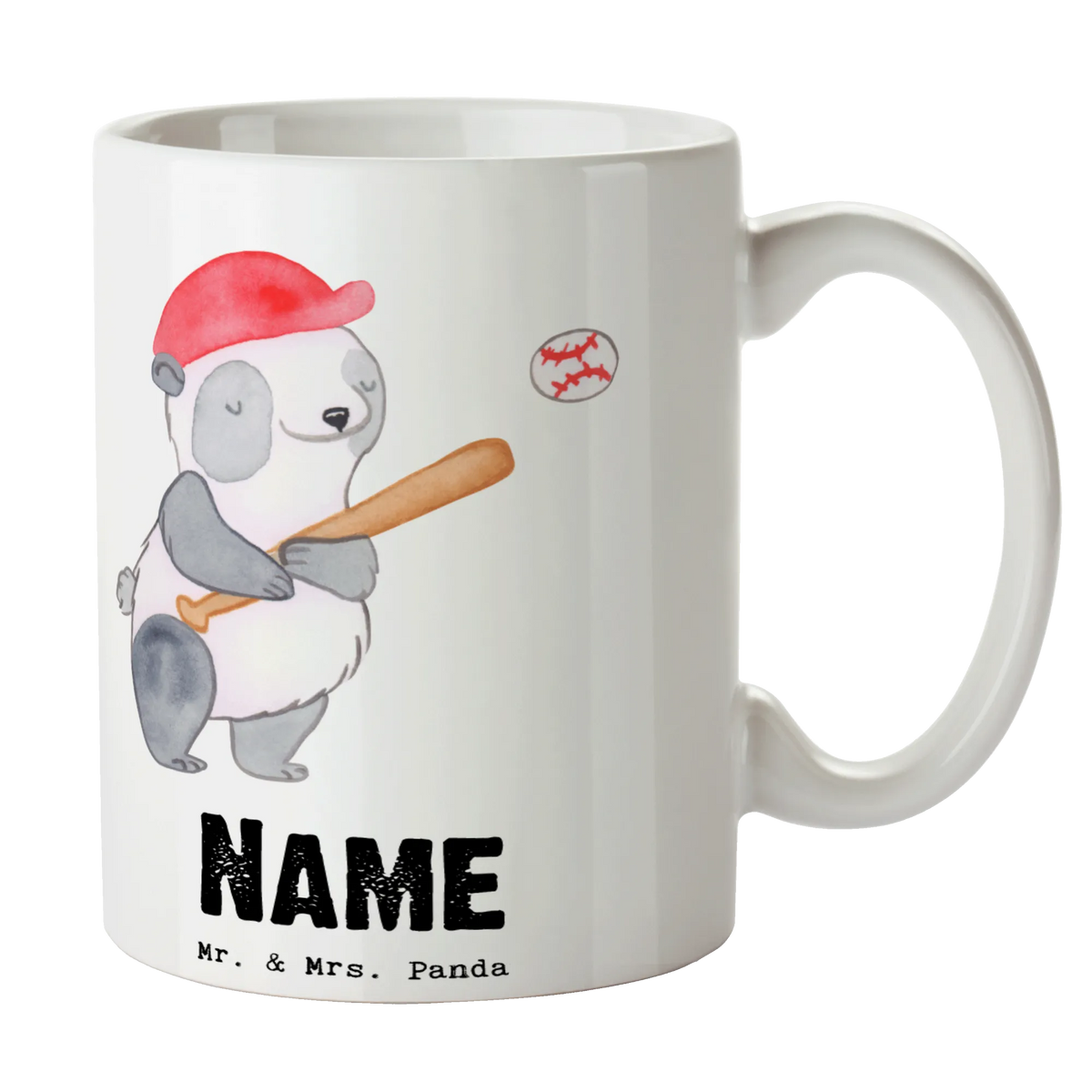 Personalised cup panda playing baseball Gift, sport, hobby, giving, thank you, award, profit, athlete, play baseball, baseball games, baseball club, baseball match, baseball field, ball sports