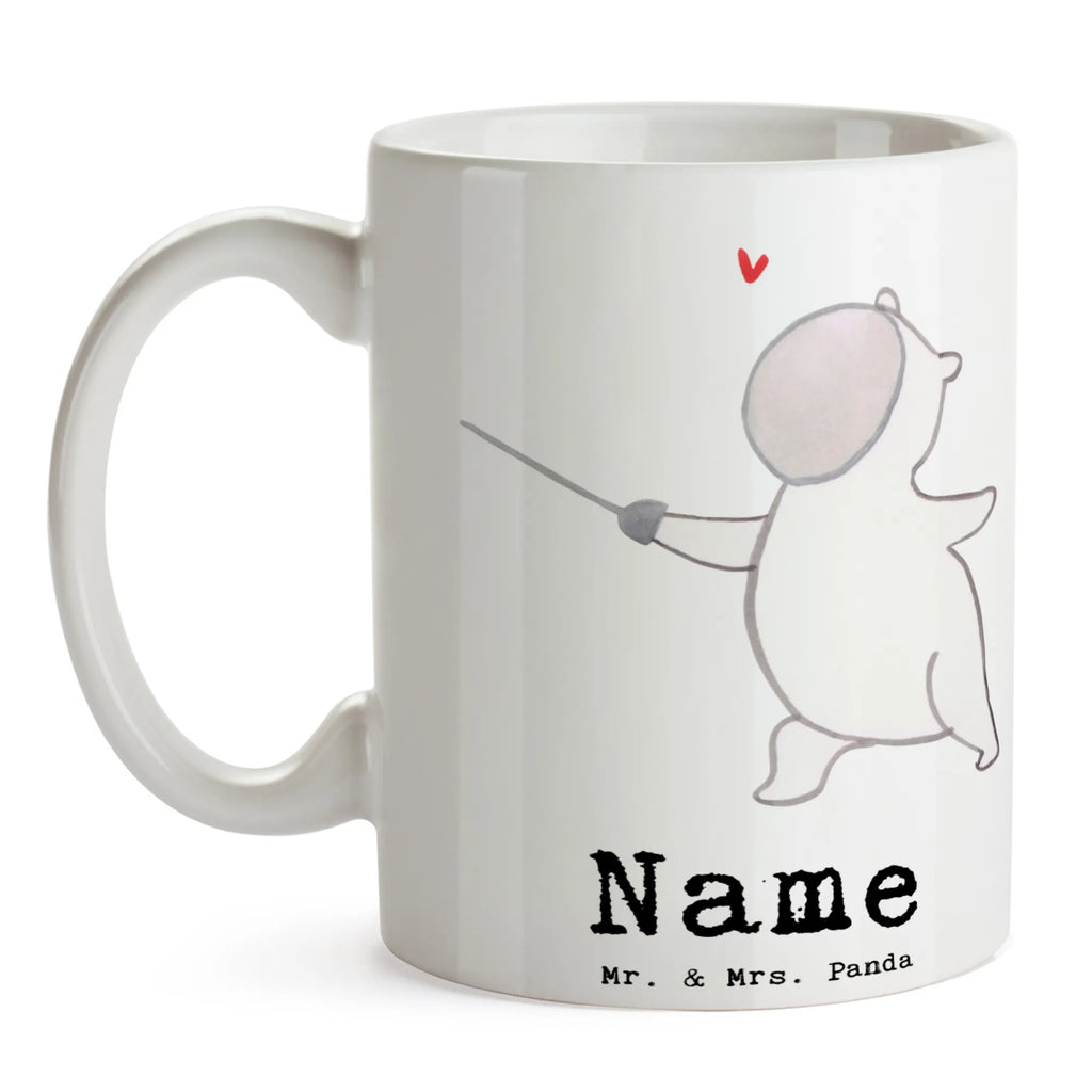 Personalisierte Tasse Panda Fechten Tasse, Namenstasse, Personalisiert, Drucken, Namen, Wunschname, Personalisierte Tasse, Tasse mit Namen, Geschenk, Schenken, Sport, Sportart, Hobby, Danke, Dankeschön, Auszeichnung, Gewinn, Sportler, Fechten, Fechter Bund, Fecht Verein, Fecht Club