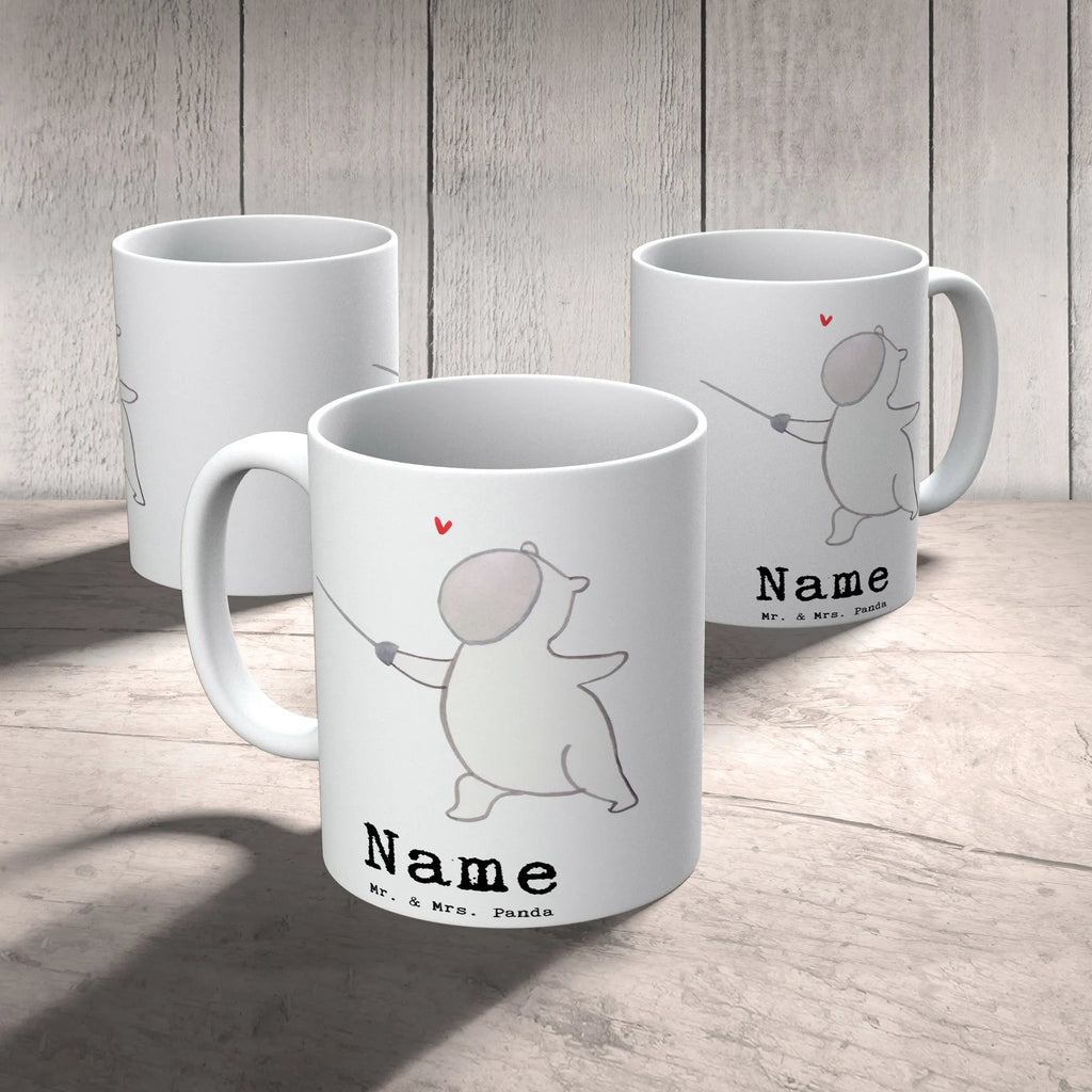 Personalisierte Tasse Panda Fechten Tasse, Namenstasse, Personalisiert, Drucken, Namen, Wunschname, Personalisierte Tasse, Tasse mit Namen, Geschenk, Schenken, Sport, Sportart, Hobby, Danke, Dankeschön, Auszeichnung, Gewinn, Sportler, Fechten, Fechter Bund, Fecht Verein, Fecht Club