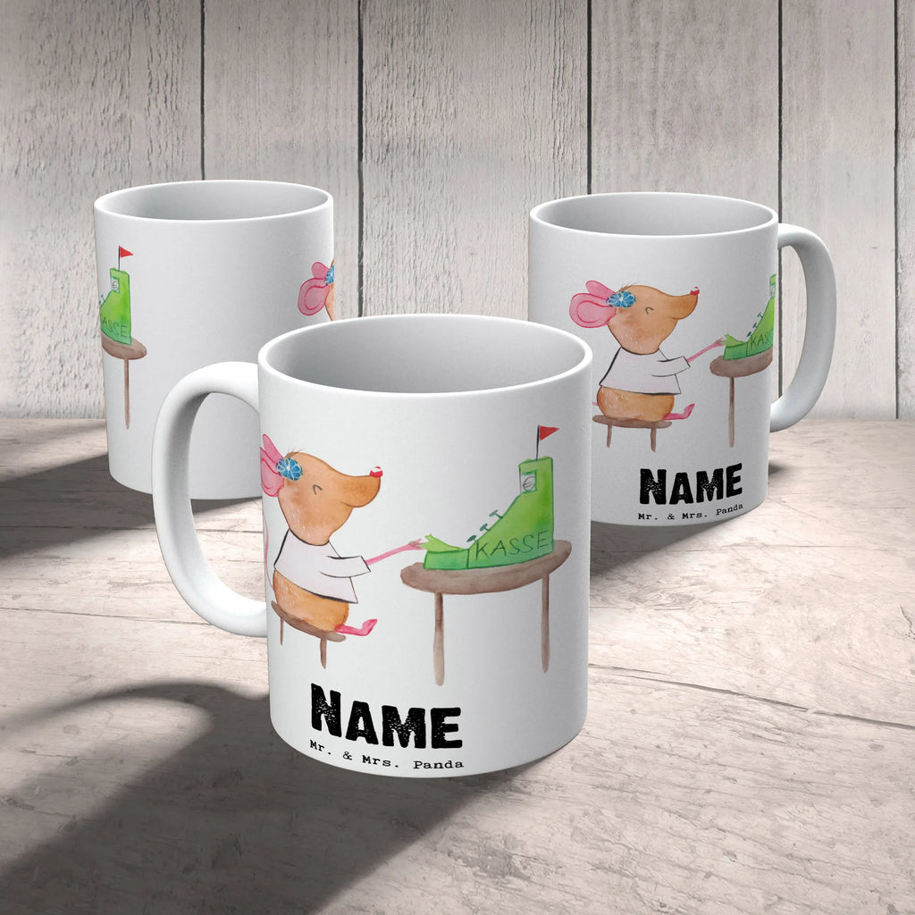 Personalisierte Tasse Kassiererin mit Herz Tasse, Personalisierte Tasse, Tasse mit Namen, Namen, Personalisiert, Namenstasse, Drucken, Wunschname, Geschenk, Schenken, Jubiläum, Danke, Dankeschön, Beruf, Ausbildung, Abschied, Rente, Kollege, Kollegin, Arbeitskollege, Mitarbeiter, Firma, Kassenwartin, Kassiererin, Mitarbeiterin Kasse