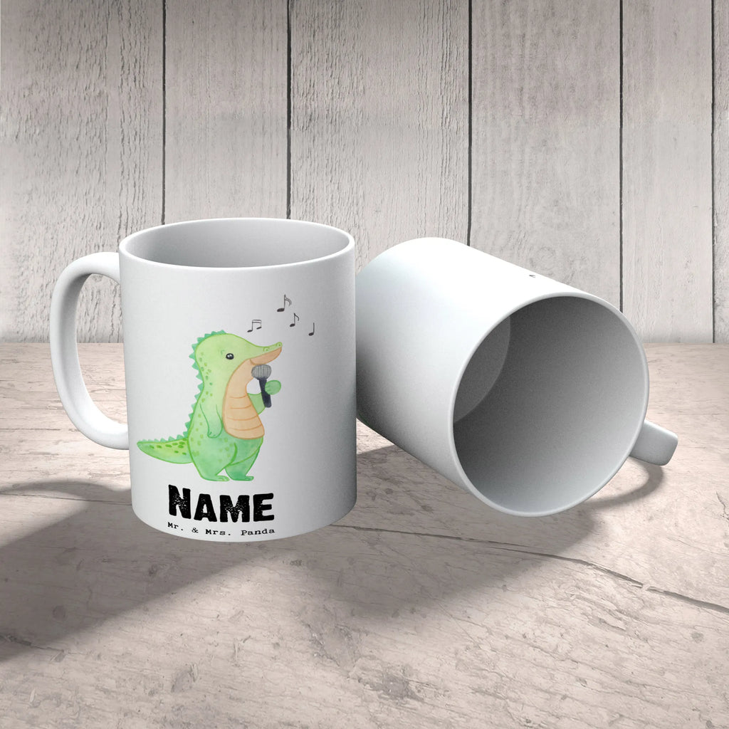 Personalised cup crocodile To sing Gift, sport, hobby, giving, thank you, award, profit, athlete, band, Singing, live performance, hobby singers, vocals