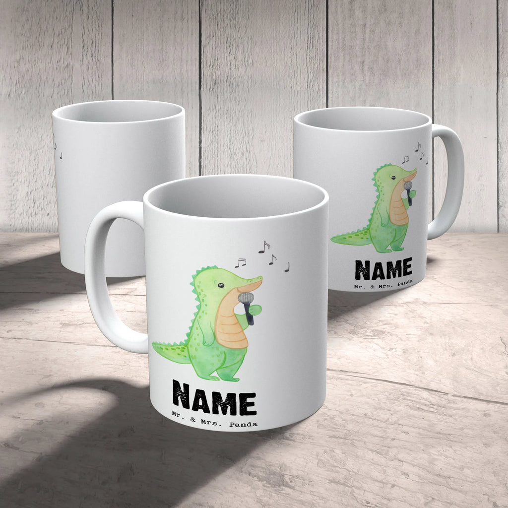 Personalised cup crocodile To sing Gift, sport, hobby, giving, thank you, award, profit, athlete, band, Singing, live performance, hobby singers, vocals
