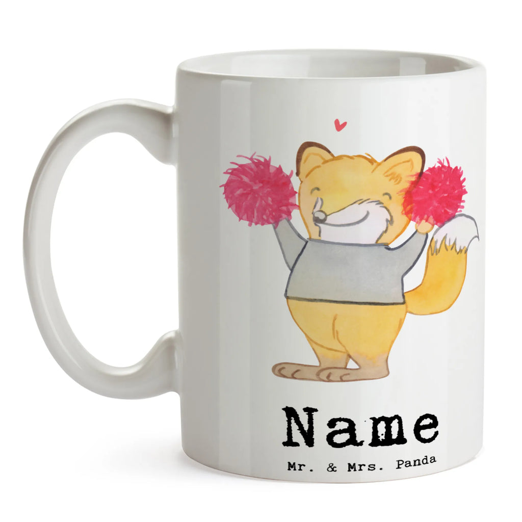 Personalisierte Tasse Fuchs Cheerleader Personalisiert, Drucken, Tasse, Namenstasse, Tasse mit Namen, Namen, Wunschname, Personalisierte Tasse, Geschenk, Schenken, Sport, Sportart, Hobby, Danke, Dankeschön, Auszeichnung, Gewinn, Sportler, Cheerleader, Turniere, Turnen, Cheerleading, Turn Club