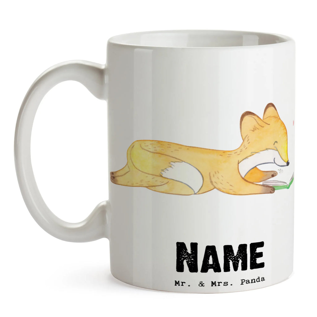 Personalised cup Fox To read Gift, sport, hobby, giving, thank you, award, profit, athlete, read books, bookworm, read