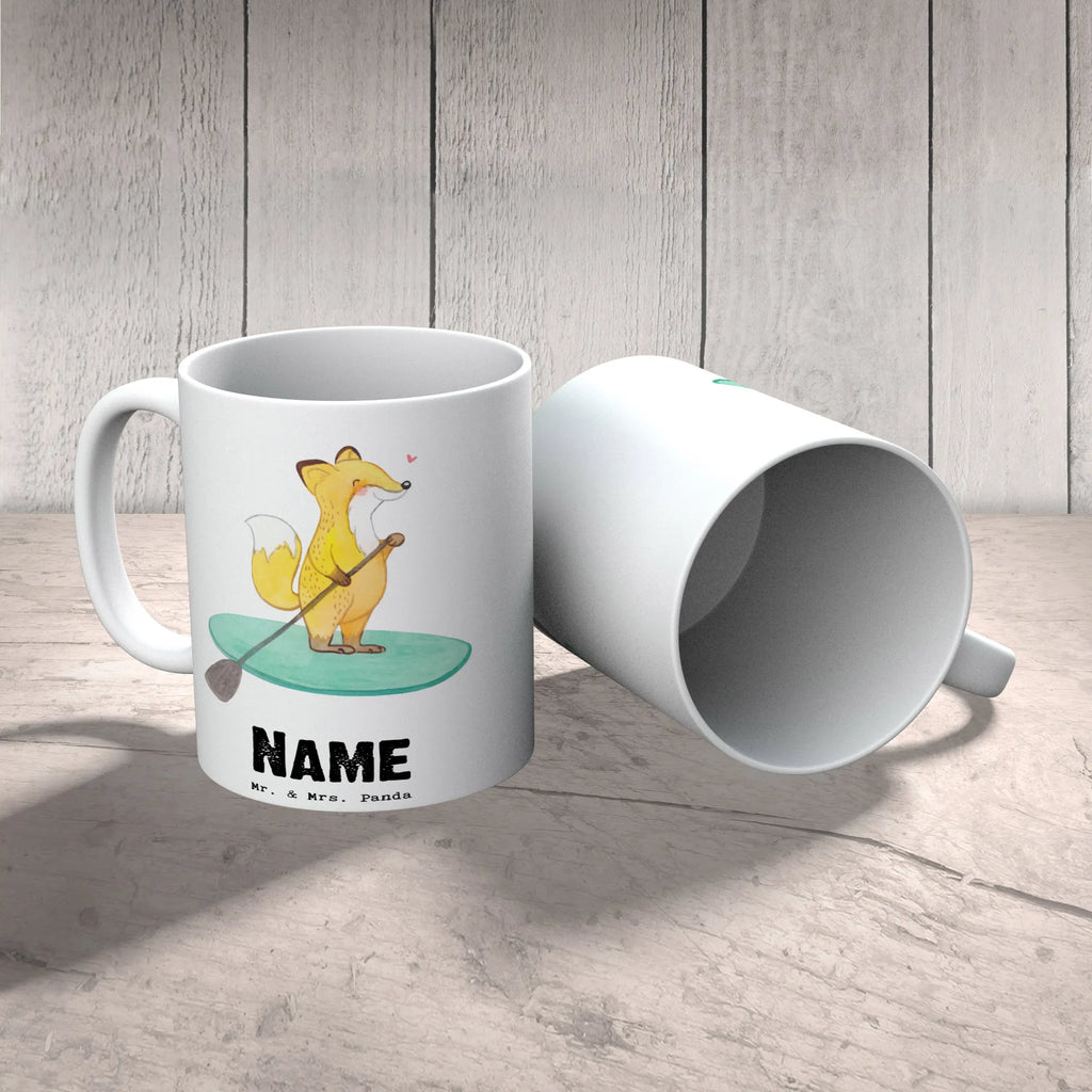 Personalisierte Tasse Fuchs Stand Up Paddling Personalisierte Tasse, Personalisiert, Tasse mit Namen, Namenstasse, Namen, Drucken, Wunschname, Tasse, Geschenk, Schenken, Sport, Sportart, Hobby, Danke, Dankeschön, Auszeichnung, Gewinn, Sportler, SUB, Paddle Boarding, Stand Up Paddle, Stand Up Paddling, Subben