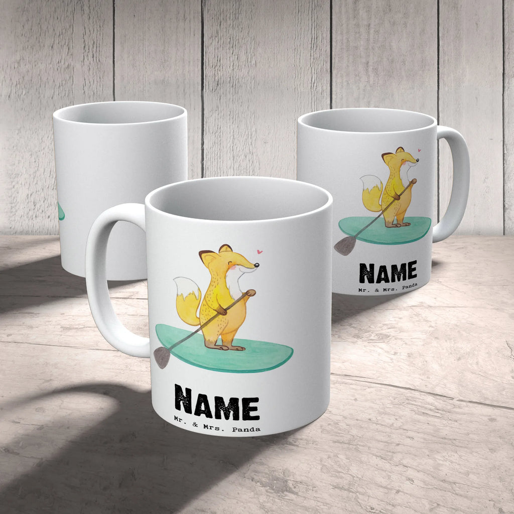 Personalisierte Tasse Fuchs Stand Up Paddling Personalisierte Tasse, Personalisiert, Tasse mit Namen, Namenstasse, Namen, Drucken, Wunschname, Tasse, Geschenk, Schenken, Sport, Sportart, Hobby, Danke, Dankeschön, Auszeichnung, Gewinn, Sportler, SUB, Paddle Boarding, Stand Up Paddle, Stand Up Paddling, Subben