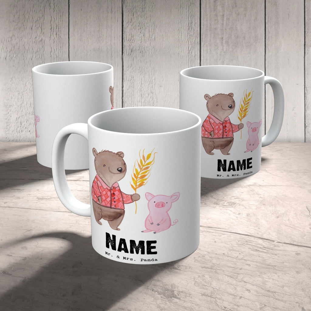 Personalisierte Tasse Bauer mit Herz Wunschname, Tasse, Personalisiert, Personalisierte Tasse, Drucken, Namen, Tasse mit Namen, Namenstasse, Beruf, Ausbildung, Jubiläum, Abschied, Rente, Kollege, Kollegin, Geschenk, Schenken, Arbeitskollege, Mitarbeiter, Firma, Danke, Dankeschön, Agronom, Bauernhof, Farmer, Landwirt; Bauer, Tierwirt