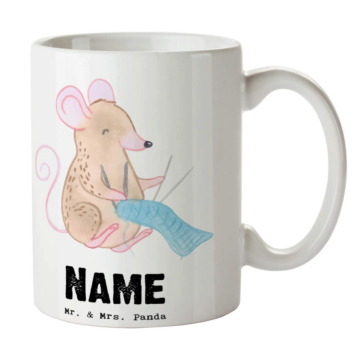 Personalised cup Mouse Knit Gift, giving, thank you, award, profit, athlete, Knitting
