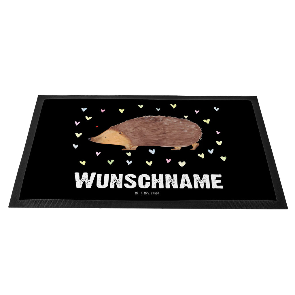 Personalized doormat Hedgehog hearts small animals, cute, funny, cute animal motives, hand drawn, small world, funny sayings, good mood, happy, gifts, gift ideas, special gifts, animal lover, card, life, hedgehog, hearts, Love, heart, kiss, trust