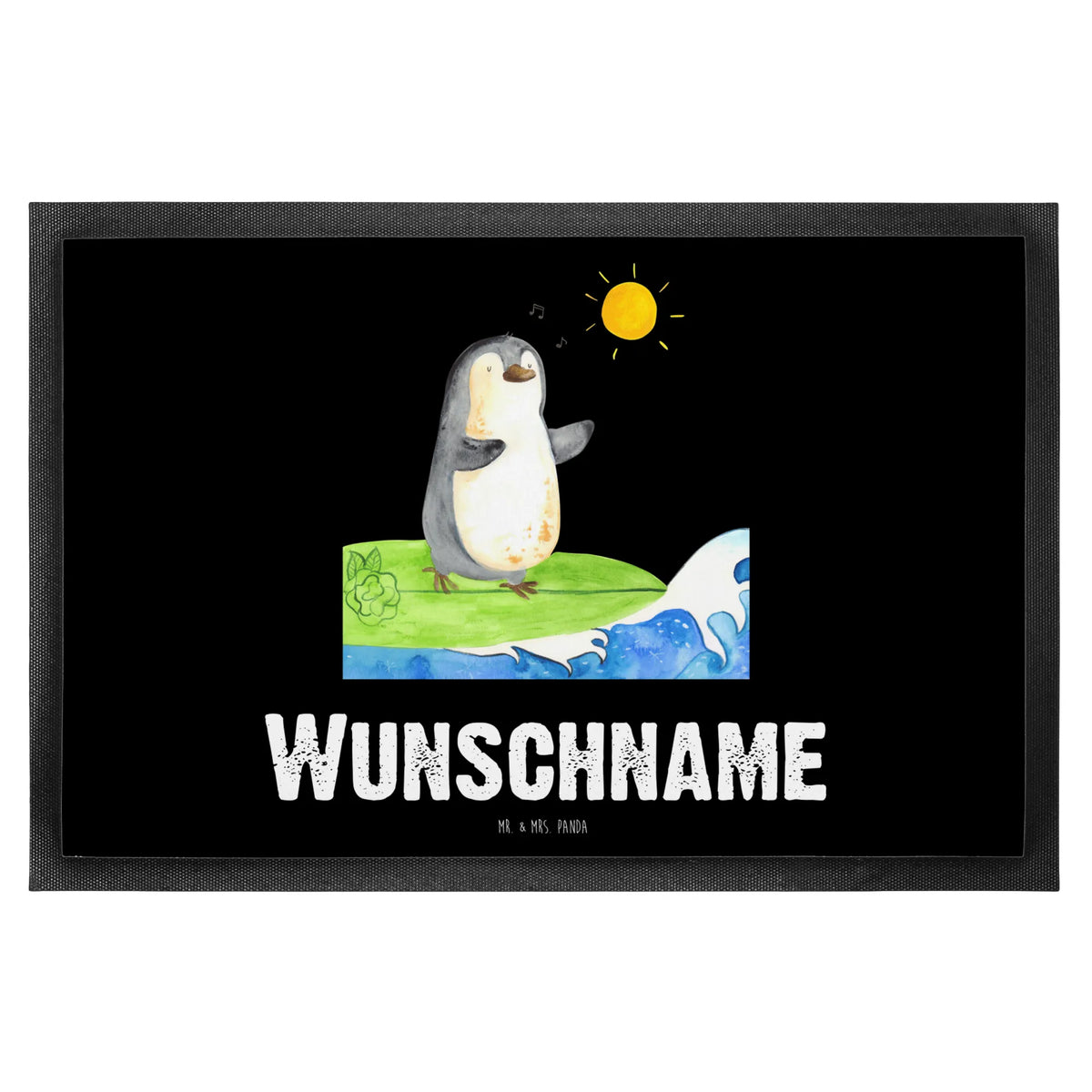 Personalized doormat Penguin surfer Penguin, North Pole, Winter, Penguins, surfing, waves, penguins, surfers, wave riding, holidays, Portugal, Hawaii