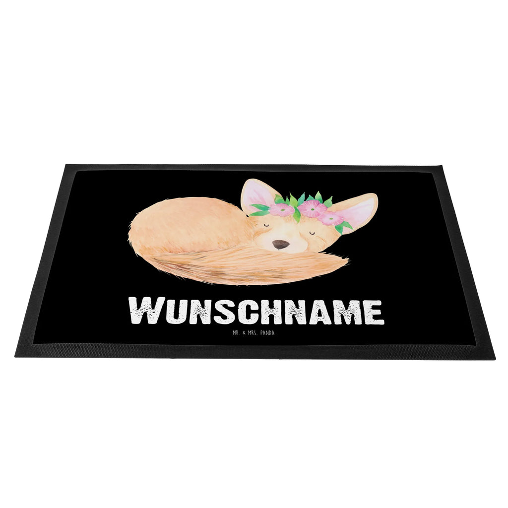 Personalized doormat desert fox Flower Africa, happy, desert fox, flowers, wreath of flowers, desert