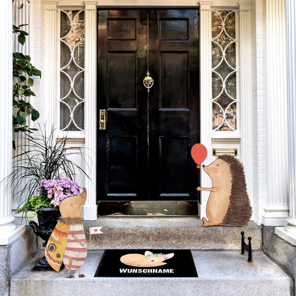 Personalized doormat desert fox Flower Africa, happy, desert fox, flowers, wreath of flowers, desert