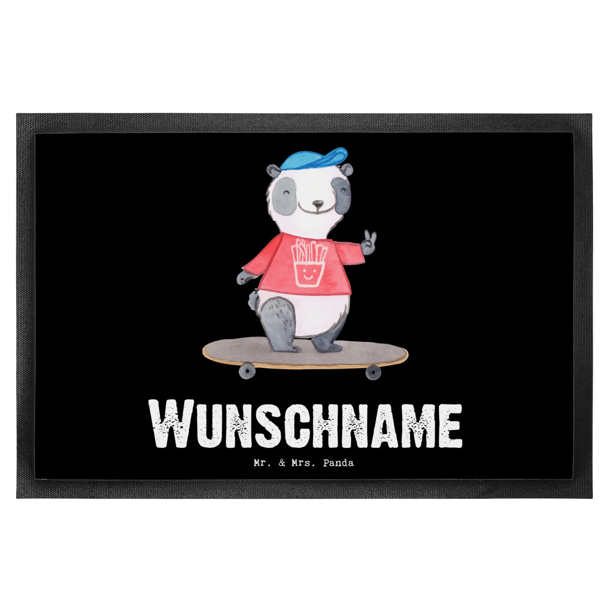 Personalized doormat panda ride a longboard Gift, sport, hobby, giving, thank you, award, profit, athlete, skating, longboarding