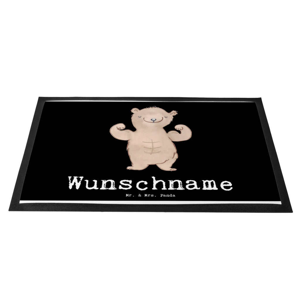 Personalisierte Fußmatte Bär Bodybuilding Türvorleger mit Namen, Personalisieruung, Fußmatte bedrucken, Personalisierte Fußmatte, Haustürmatte personalisiert, Fußmatte mit Namen, Personalisiert, Namensfussmatte, Bedrucken, Wunschnamen, Türvorleger personalisiert, Geschenk, Sport, Sportart, Hobby, Schenken, Danke, Dankeschön, Auszeichnung, Gewinn, Sportler, Bodybuilding, Muskelmasse, Körpergestaltung, Leistungssport