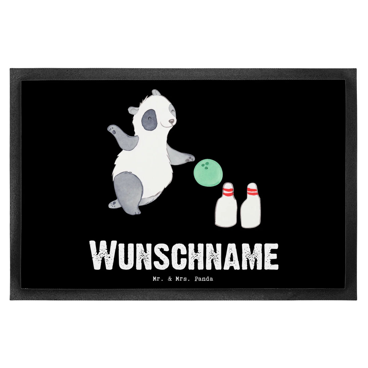 Personalized doormat panda bowling Gift, sport, hobby, giving, thank you, award, profit, athlete, go bowling, bowling party, bowling, bowling trip, bowling alley, bowling center