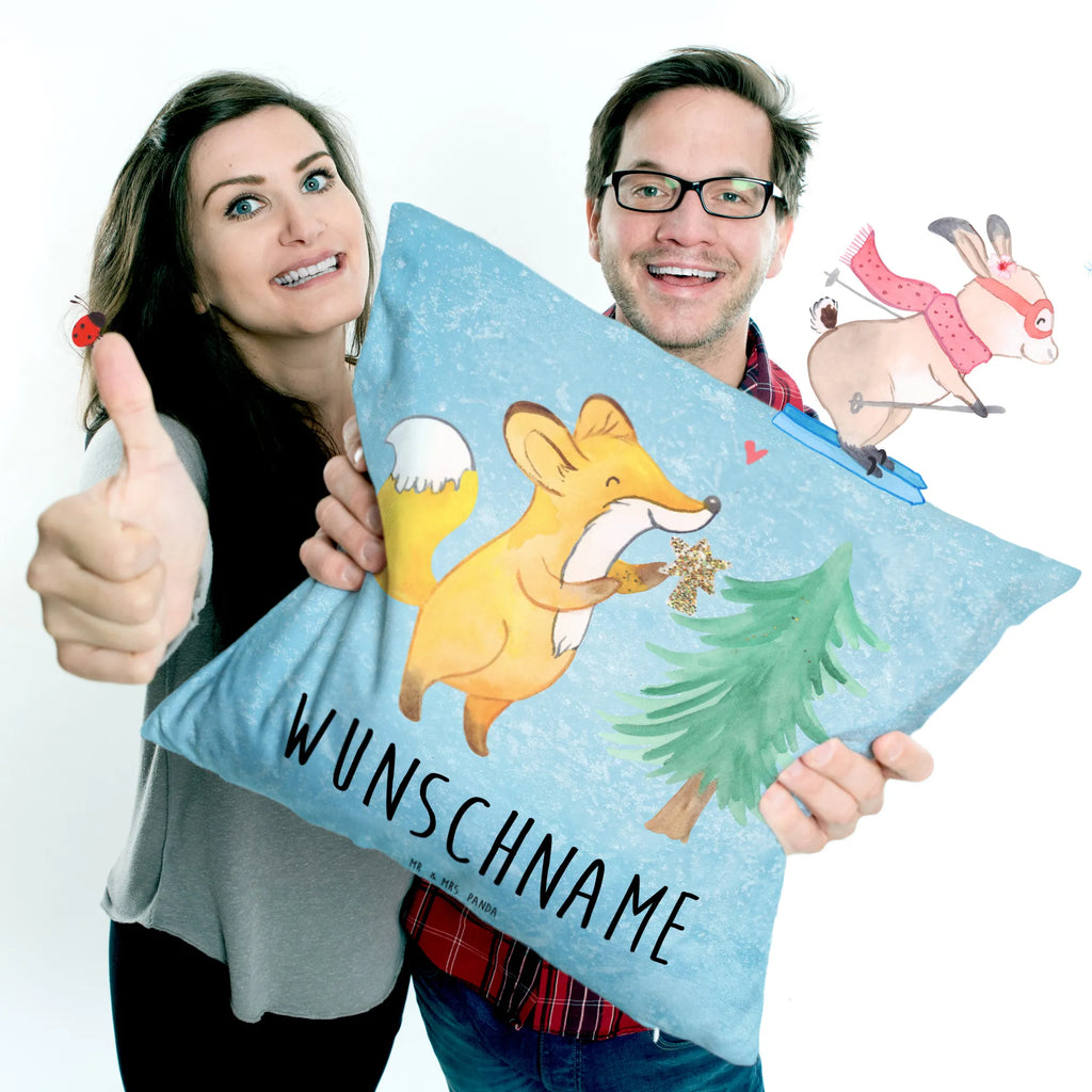 Personalised cushion Fox Christmas tree Winter, Christmas, Christmas time, snow, santa claus, christmas decoration, fox, christmas eve, christmas days, skate, christmas present, christmas time, christmas, winter