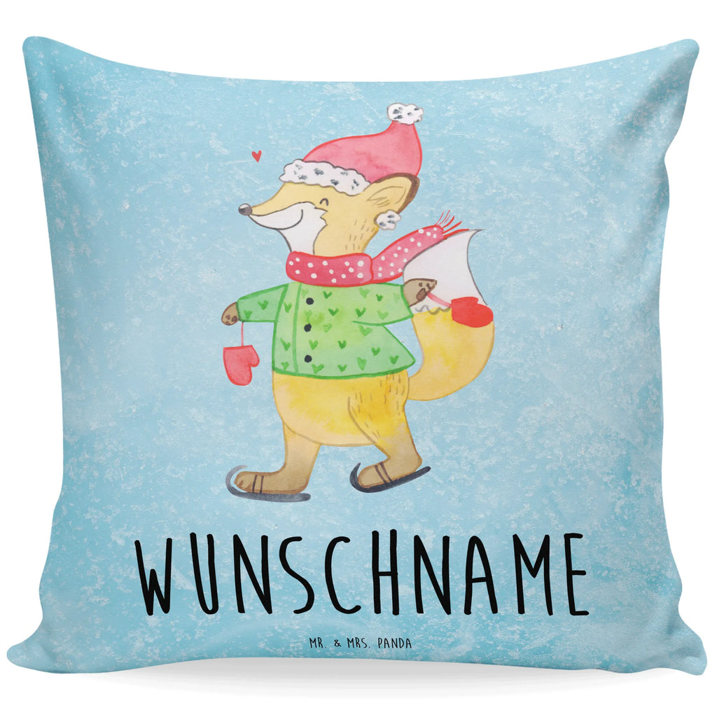 Personalised cushion Fox skates Winter, Christmas, Christmas time, snow, christmas time, winter, christmas, christmas days, christmas present, santa claus, fir tree, christmas eve, christmas tree