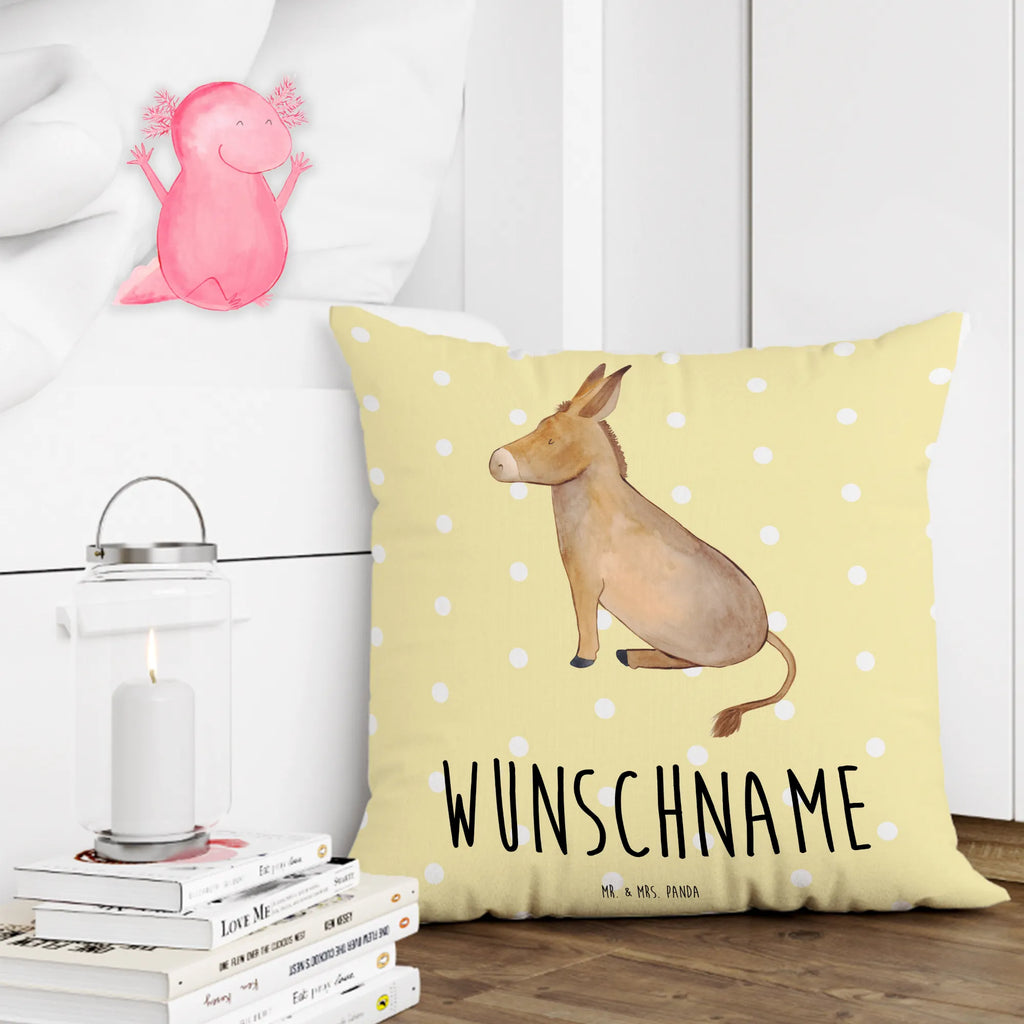Personalised cushion Donkey small animals, cute, funny, cute animal motives, hand drawn, small world, funny sayings, good mood, happy, gifts, gift ideas, special gifts, animal lover, card, aim in life, courage to face life, courage, happiness in life, wisdom, Donkey, goal