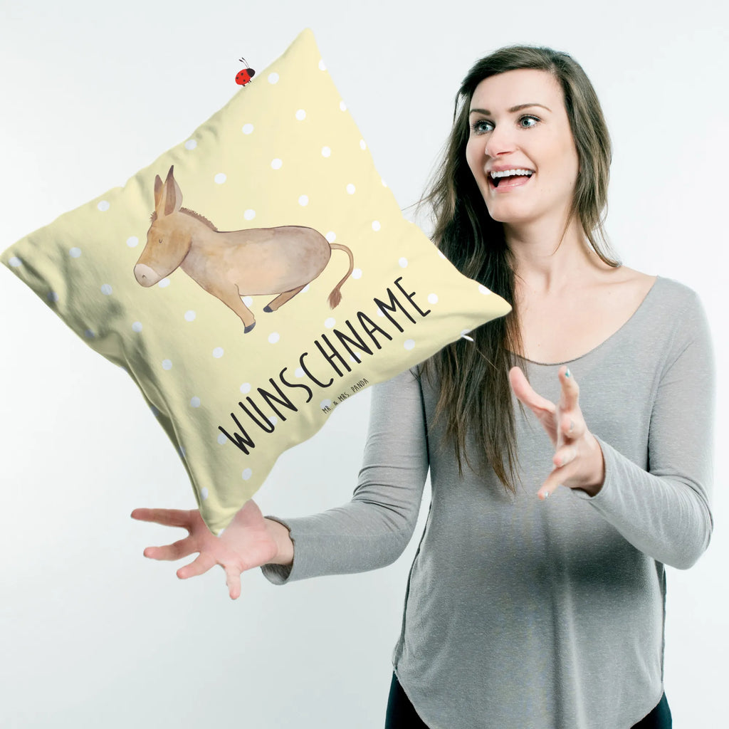 Personalised cushion Donkey small animals, cute, funny, cute animal motives, hand drawn, small world, funny sayings, good mood, happy, gifts, gift ideas, special gifts, animal lover, card, aim in life, courage to face life, courage, happiness in life, wisdom, Donkey, goal