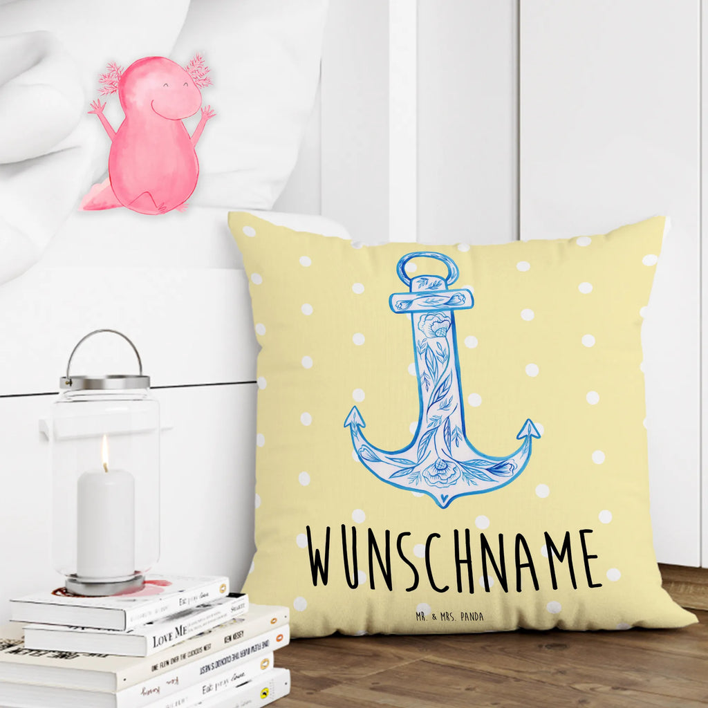 Personalised cushion anchor Blue small animals, cute, funny, cute animal motives, hand drawn, small world, funny sayings, good mood, happy, gifts, gift ideas, special gifts, animal lover, card