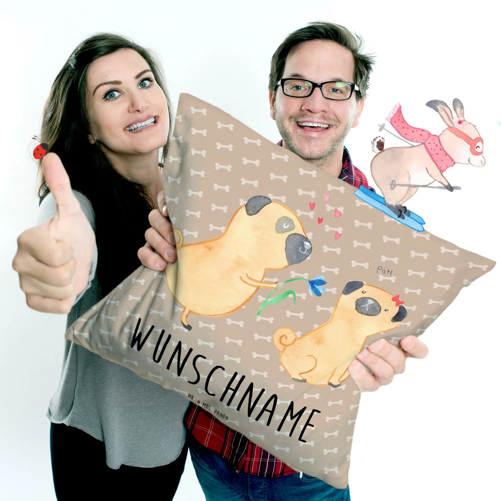 Personalizowana poduszka mops Zakochani Pies, motyw psa, zwierzę domowe, rasa psa, miłośnik zwierząt, właściciel psa, powiedzenia