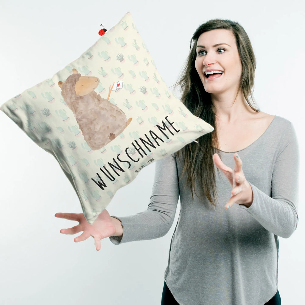 Personalised cushion alpaca banner alpaca, llama, pako, camel, Peru, animal, favourite animal, llamas, love, alpacas, Alpaca