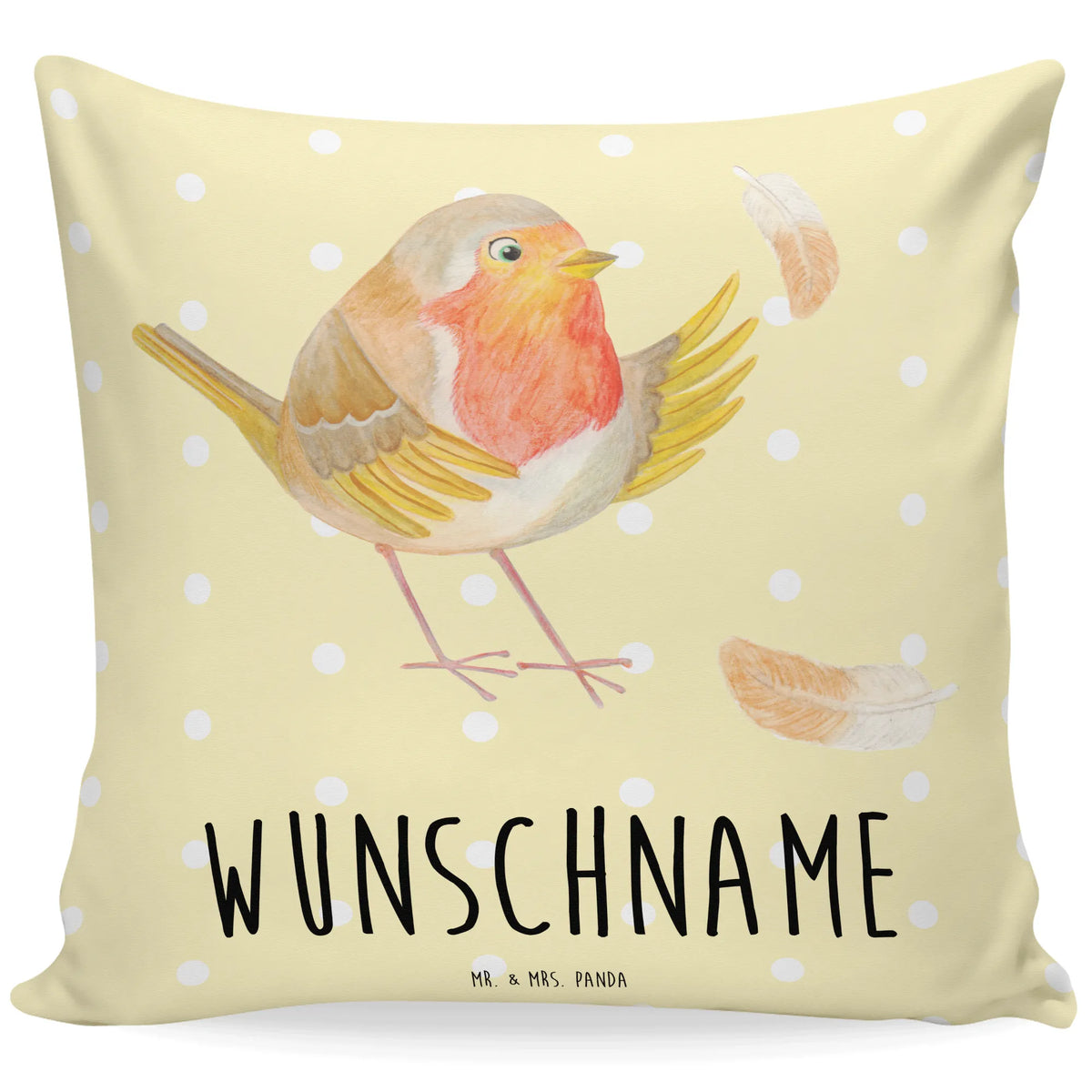 Personalised cushion robin feathers small animals, cute, funny, cute animal motives, hand drawn, small world, funny sayings, good mood, happy, gifts, gift ideas, special gifts, animal lover, card, slogan courage, What if i fall, flying, bird, slogan motivation, motivation slogans, robin, motivation pictures