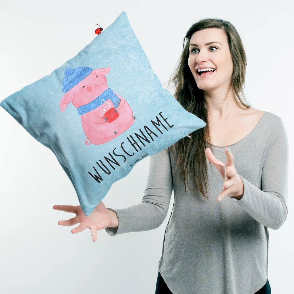 Personalised cushion Pig Mulled wine Winter, Christmas, Christmas time, snow, Christmas market, punch, mulled pig, mulled wine