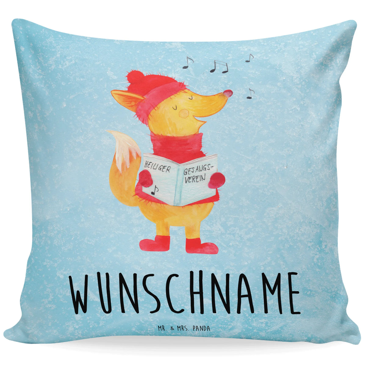 Personalised cushion Fox Singer Winter, Christmas, Christmas time, snow