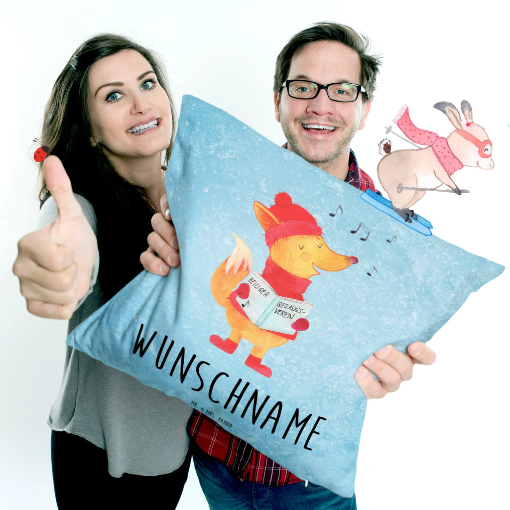 Personalisiertes Kissen Fuchs Sänger Kissen, Name, Kopfkissen, Personalisiert, Bedrucken, Wunschname, Weihnachten, Winter, Weihnachtsdeko, Nikolaus, Advent, Heiligabend, Wintermotiv, Füchse, Sänger, Geschenk Sänger, Fuchs, Singen, Weihnachtslieder