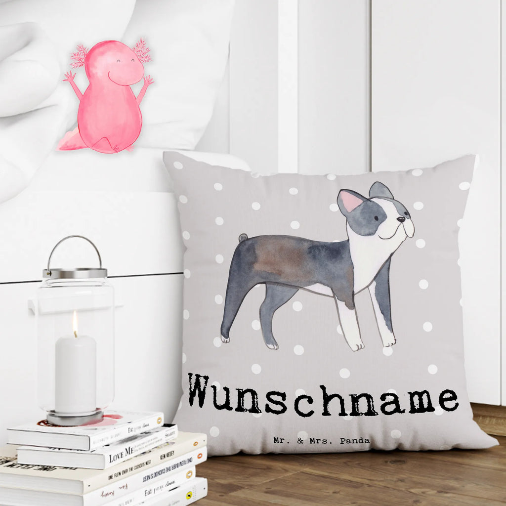 Personalised cushion Boston Terrier Lifesaver Dog, dog breed, purebred dog, dog owner, gift, animal lover, giving, puppy