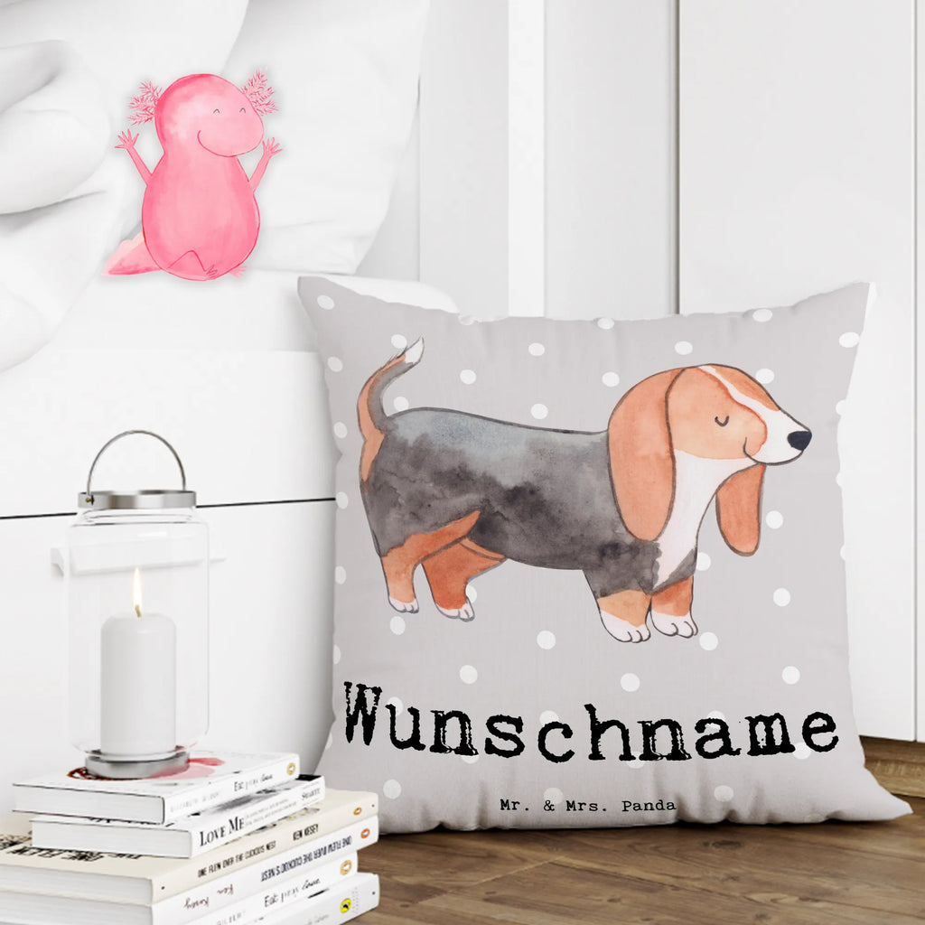 Personalised cushion Basset Hound Lifesaver Dog, dog breed, purebred dog, dog owner, gift, animal lover, giving, puppy