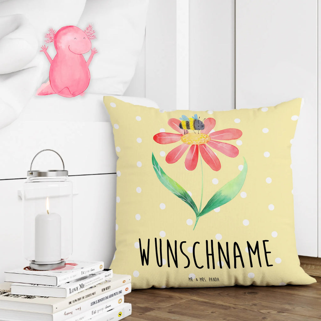 Personalised cushion bumblebee flower small animals, cute, funny, cute animal motives, hand drawn, small world, funny sayings, good mood, happy, gifts, gift ideas, special gifts, animal lover, card, bumble bee, wasp, field, flower, fluffy, bee, bumblebees, nature