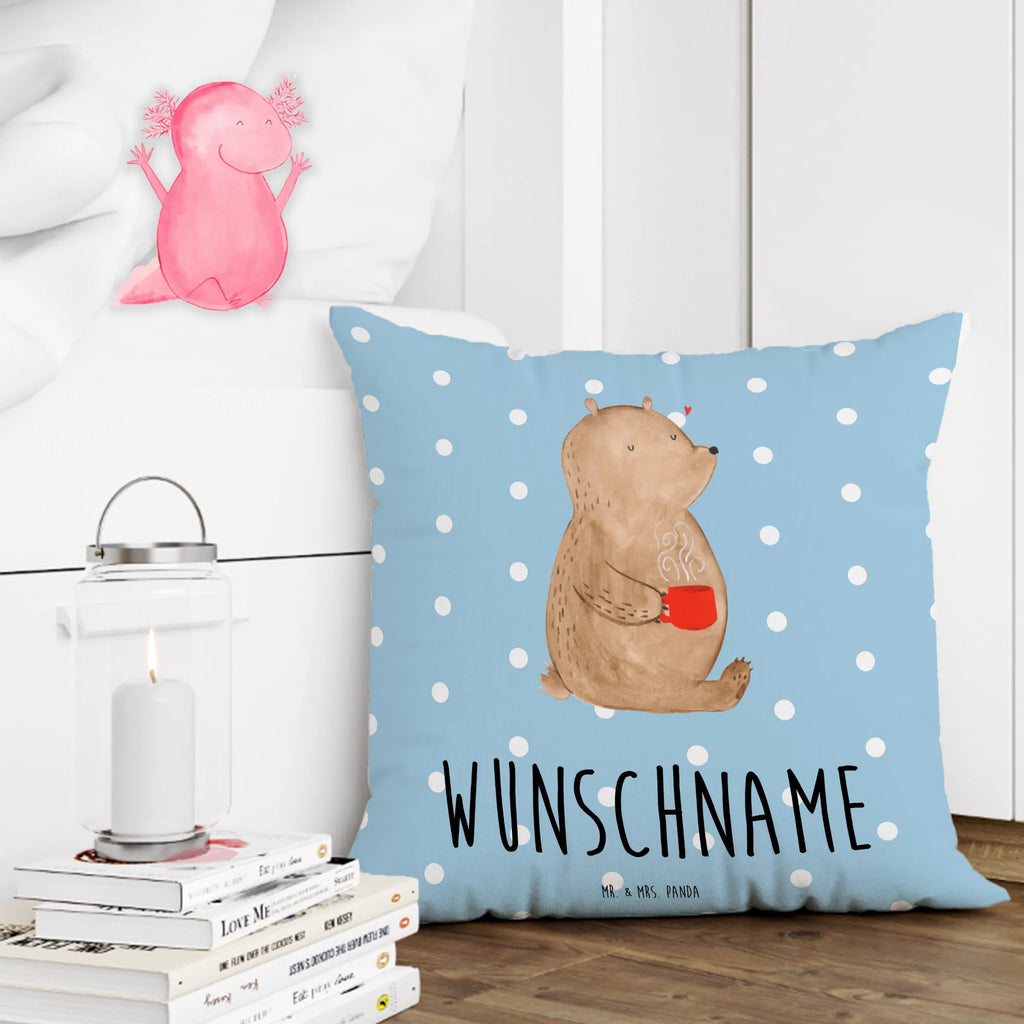 Personalised cushion bear Coffee bear, teddy, teddy bear, cuddly toy, morning routine, motivation, save the world, conquer the world, good morning, bears, coffee