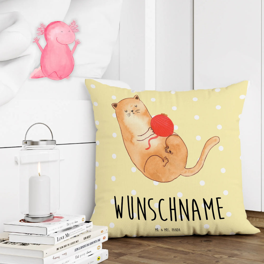 Personalised cushion Cat Wool cat, tomcat, kitty, meow, kitten, housecat, mama cat, love cats, cat image, cat fan, cat lover, cat fancier, cat decoration, gift for cat lover, cat owner, funny cats, cat sayings, cat motto, funny cat gifts, fan merchandise, cat stuff, animal lover, wool, playful, pussy, ball of wool, pet, play, Cats, cats