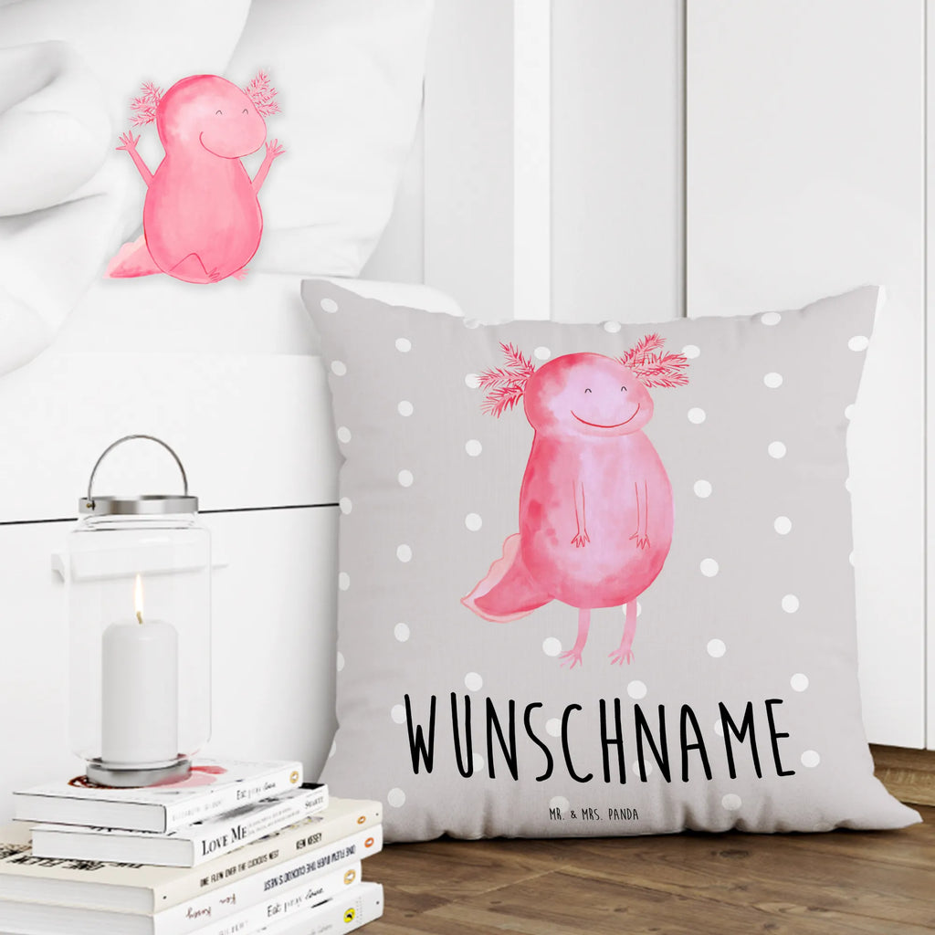 Personalised cushion axolotl Happy Axolotl, Axelotl, marine animals, Mexican walking fish, salamander, good mood, axolot, amphibian, motivation, tail, axolotl