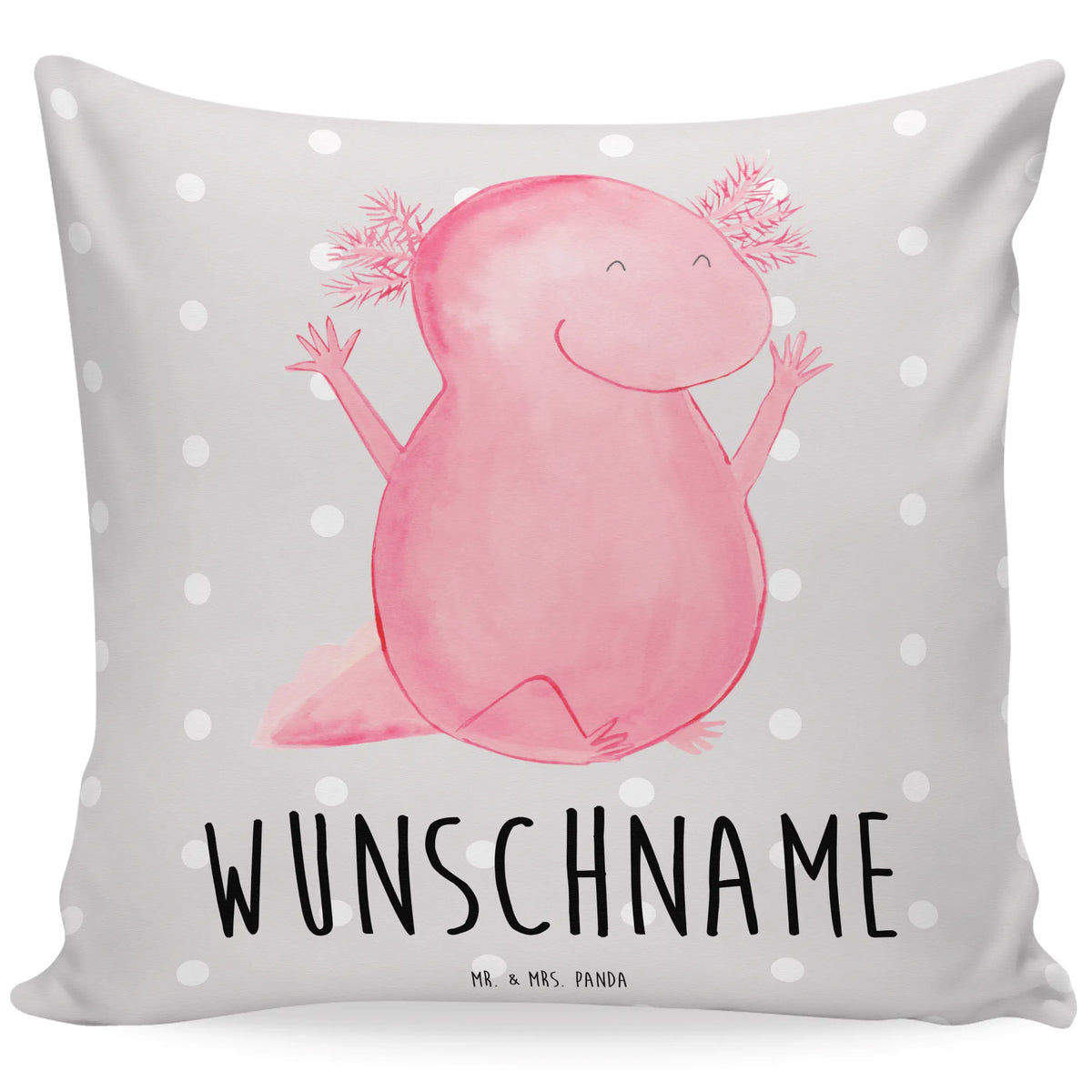 Personalised cushion axolotl Hooray Axolotl, Axelotl, marine animals, Mexican walking fish, salamander, cheerful, amphibian, satisfaction, fun, joy, motivation, axolot, tail, axolotl