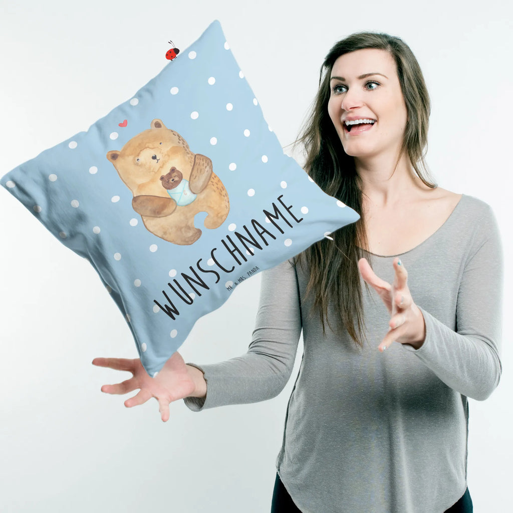 Personalised cushion bear infant bear, teddy, teddy bear, cuddly toy, baptism, congratulations, baby, grandchild, birthday, grandson, nephew, niece, birth, baptized child, mother, parents