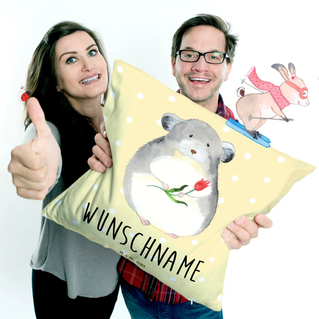Personalised cushion chinchilla flower small animals, cute, funny, cute animal motives, hand drawn, small world, funny sayings, good mood, happy, gifts, gift ideas, special gifts, animal lover, card, depression, grief, chinchillas, being sad, chinchilla, happiness, chaos, heartache, office life, office