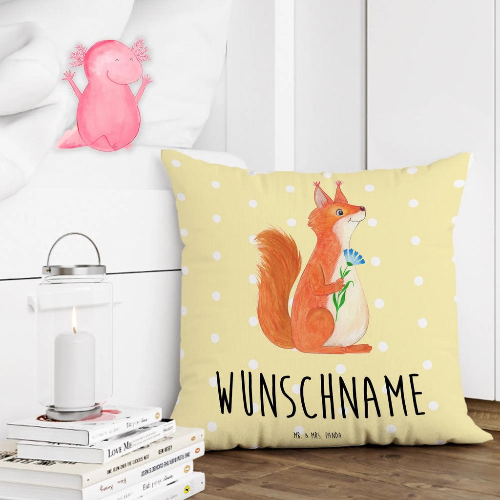 Personalised cushion Squirrel flower small animals, cute, funny, cute animal motives, hand drawn, small world, funny sayings, good mood, happy, gifts, gift ideas, special gifts, animal lover, card, positive saying, motivation sayings, motivation pictures, saying decoration, fun, happy saying, Squirrel, squirrel, laughter