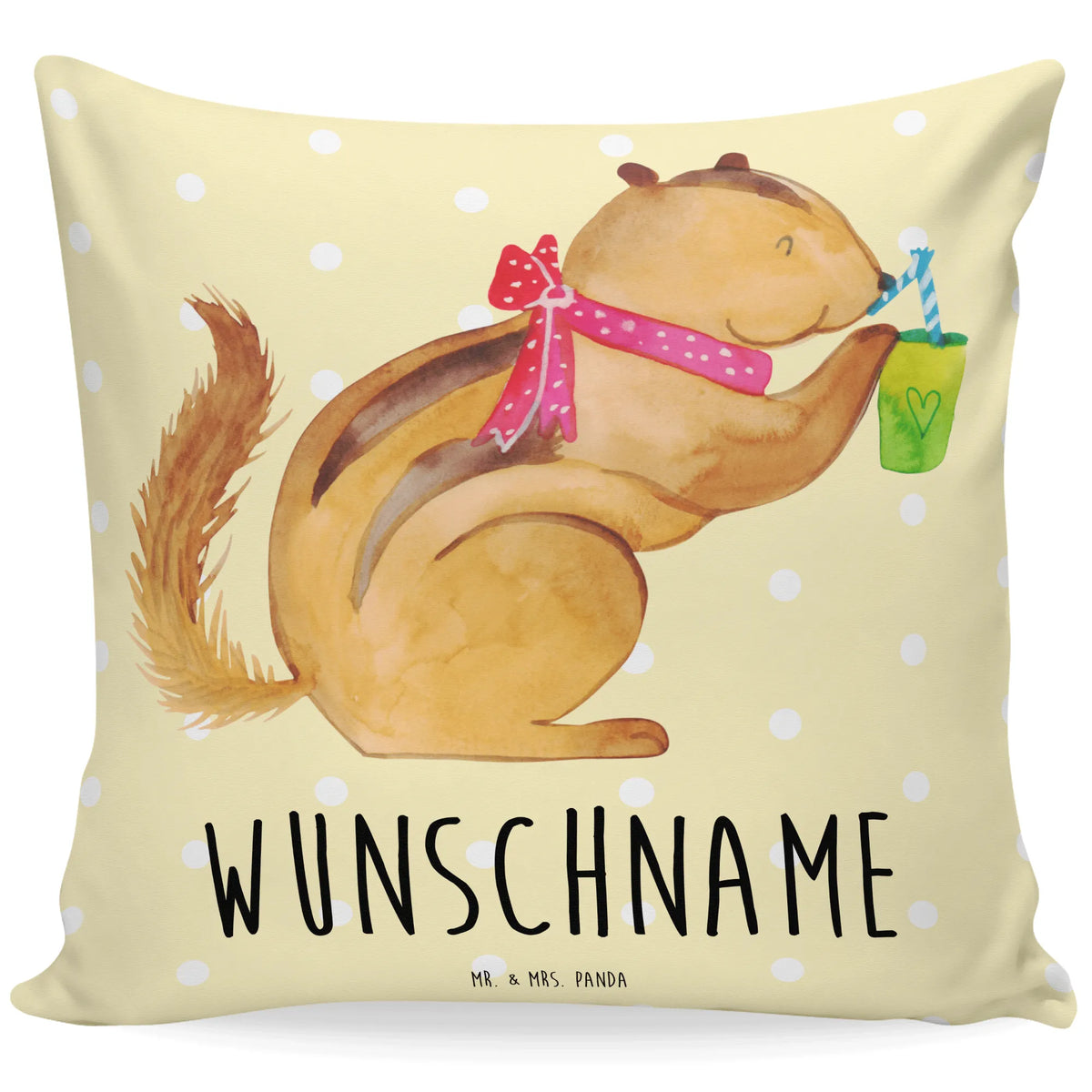 Personalised cushion Squirrel smoothies card, gift ideas, gifts, small animals, cute, cute animal motives, hand drawn, funny sayings, good mood, special gifts, animal lover, chipmunks, diet, squirrels, weight loss