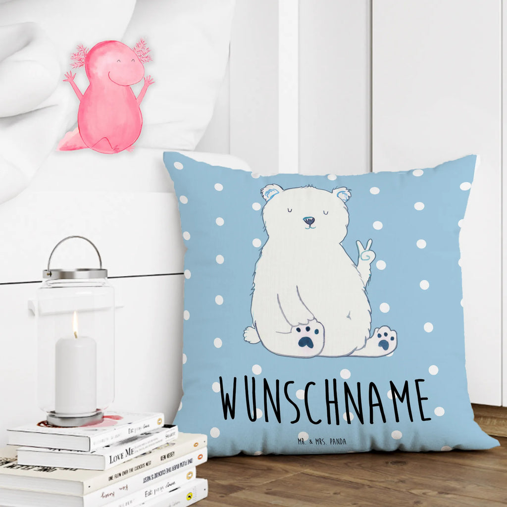 Personalised cushion Icebear Lazy bear, teddy, teddy bear, cuddly toy, lazy, North Pole, work, workplace, Polar bear, home office, office, relaxing, office job