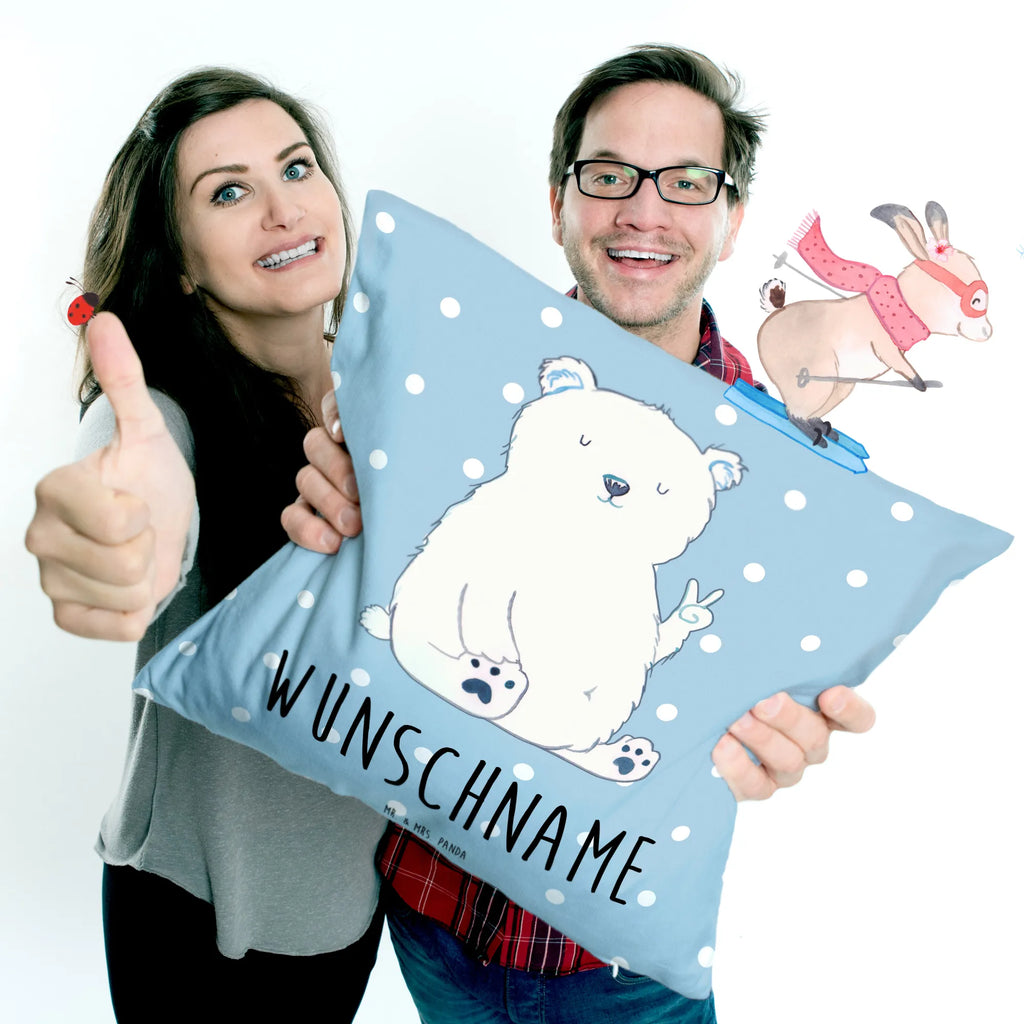 Personalised cushion Icebear Lazy bear, teddy, teddy bear, cuddly toy, lazy, North Pole, work, workplace, Polar bear, home office, office, relaxing, office job