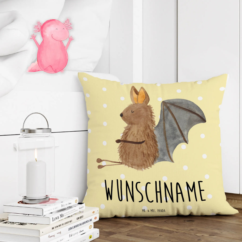 Personalised cushion bat Sit small animals, cute, funny, cute animal motives, hand drawn, small world, funny sayings, good mood, happy, gifts, gift ideas, special gifts, animal lover, card, bats, bat, relax, motivation
